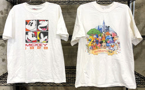 LOT of 2 Vintage Y2K 2000 Disney/Mickey Mouse White T-Shirts - Sizes L & XL