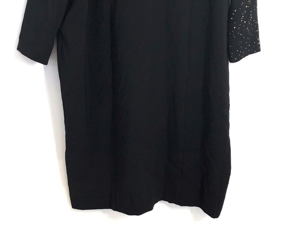 Shanis Women's Black Sequin Asymmetric Long Sleeve Shift Dress Sz 54 NWT