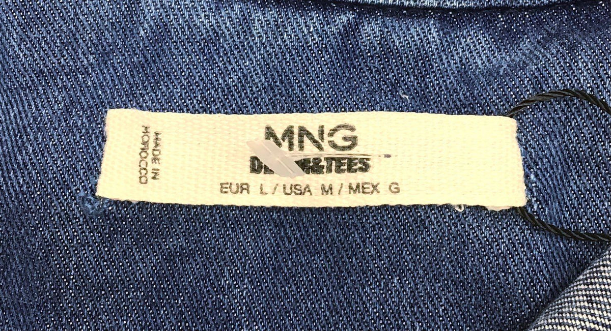 Mango Women's Peto Boat Blue Denim Romper Playsuit Long Sleeve NWT Sz M