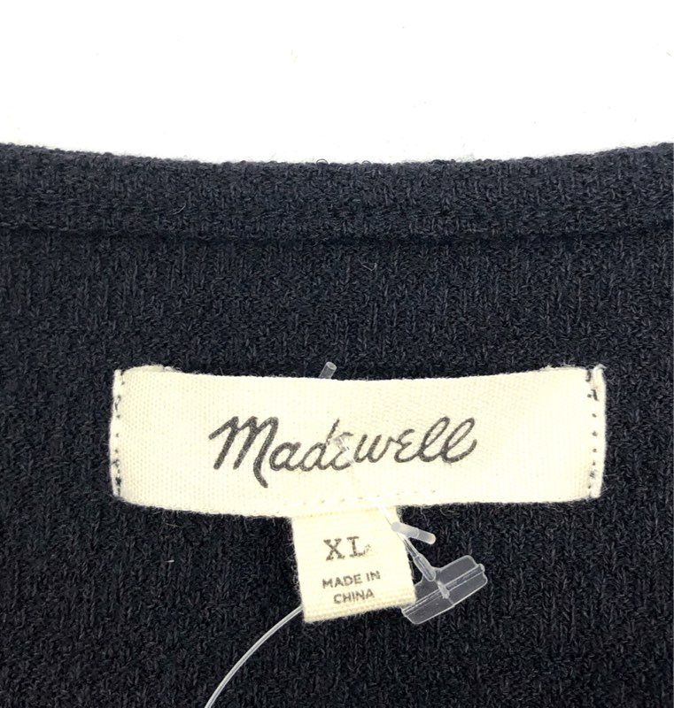 Madewell Women's Black Asymmetrical Button Front Mini Dress Puff Sleeve XL NWT