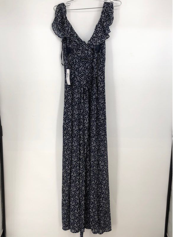 NWT Premier Amour Women&#39;s Navy Blue Off White Floral Maxi Dress - Size 12