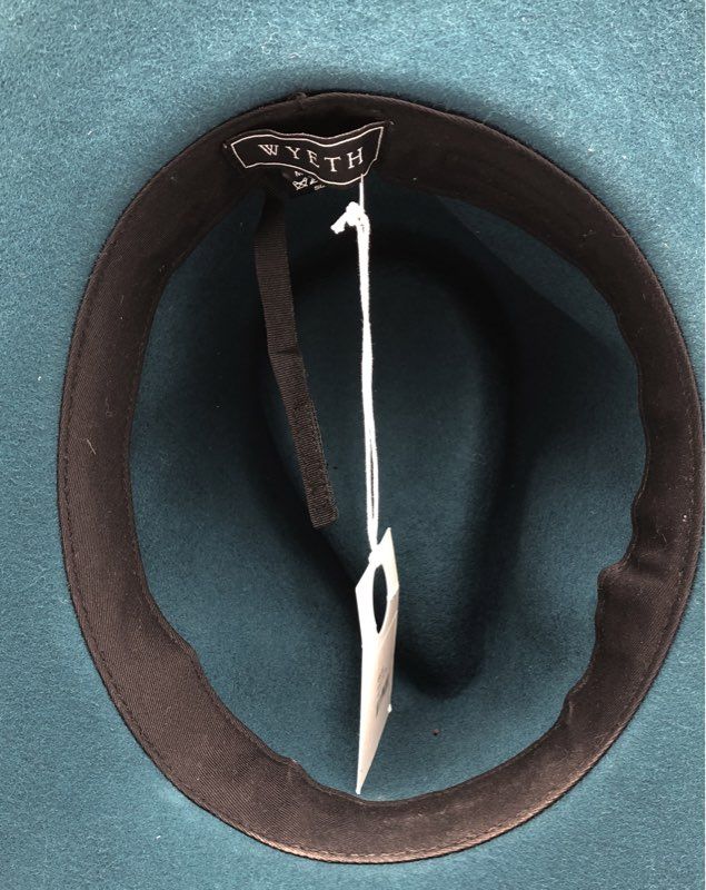 Wyeth Women's Adrian Felt Hat Teal Green 100% Wool Wide Brim Fedora Sz M NWT