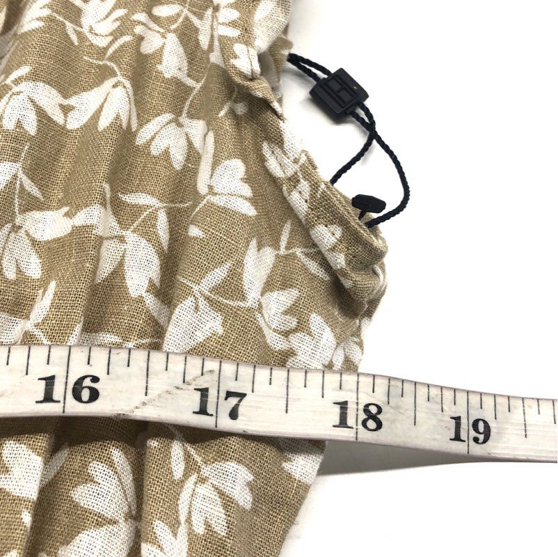Tommy Hilfiger Women's Tan Floral Button Front Ruffle Midi Dress Sz 14 NWT