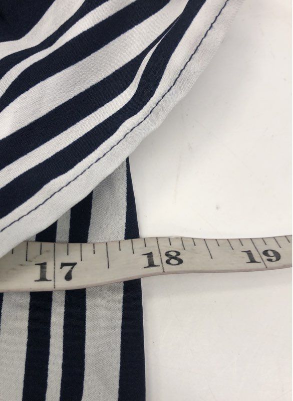 ONLY Women's Navy Blue White Striped Ruffle One Shoulder Blouse Top Sz 36
