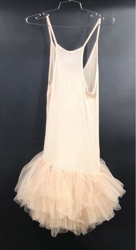 BCBGMAXAZRIA Women's Cream Ribbed Knit Tulle Hem Mini Dress NWT Sz M