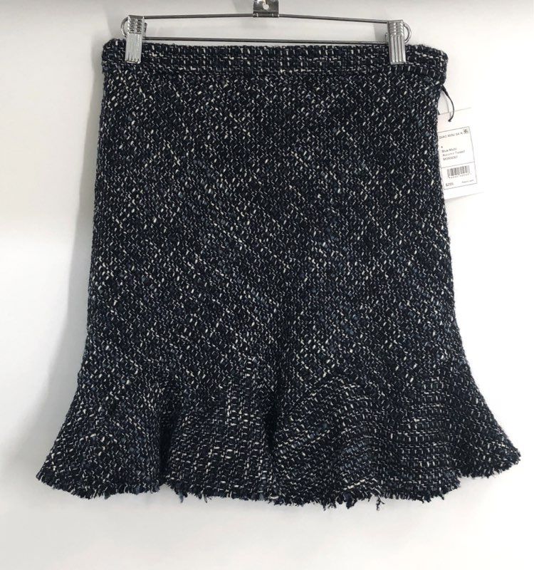 Theory Women's Blue Multi Autumn Tweed Ruffle Hem Mini Skirt Sz 4 NWT