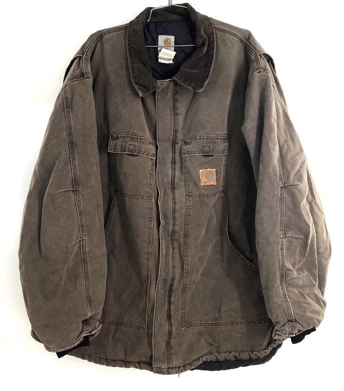 Vintage Y2K Carhartt Men's Sandstone Traditional Coat Chestnut Made in USA 4XL
