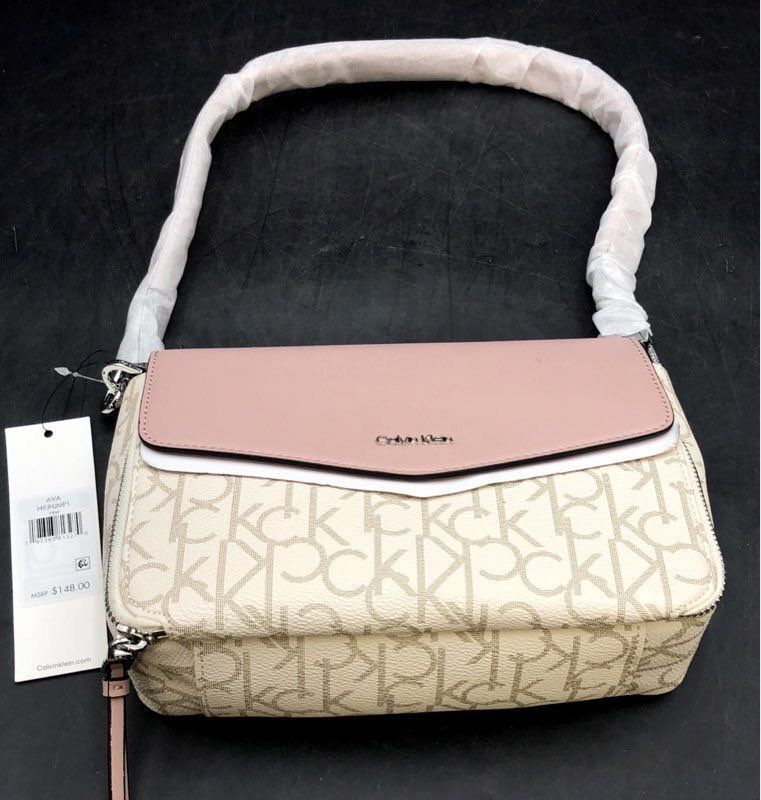 NWT Calvin Klein Rose White Top Handle Bag