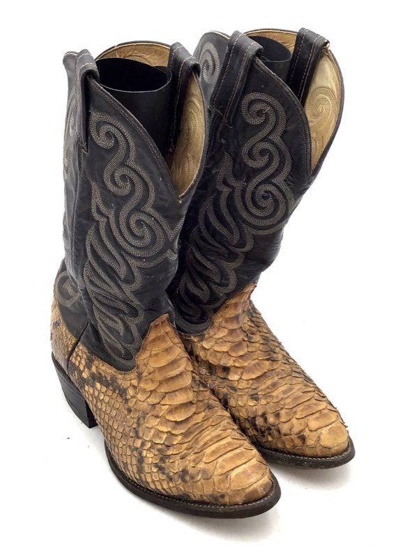 Tony Lama 8116 Snakeskin Leather Western Cowboy Boots Men's Size 8 EE