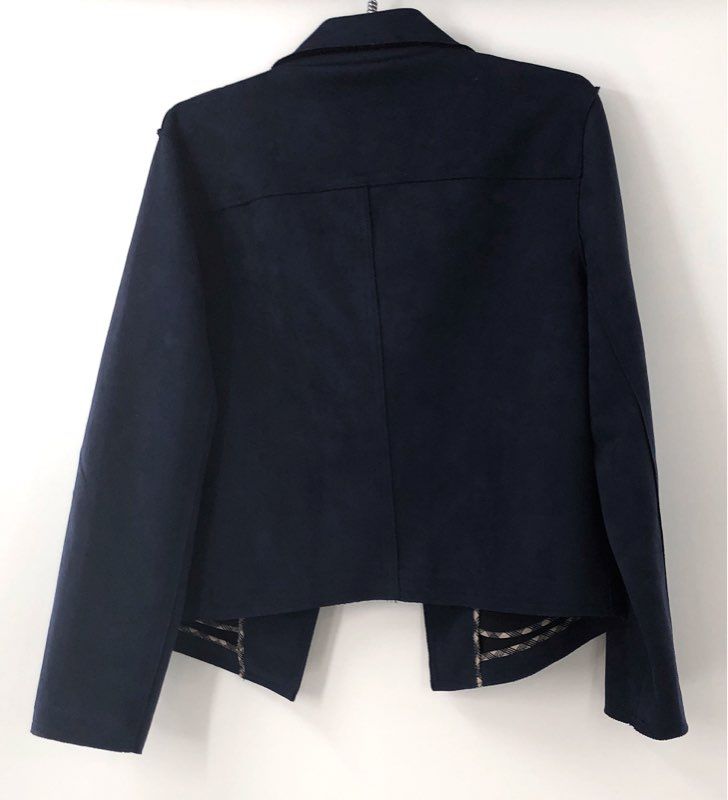 NWT Philosophy Republic Women's Navy Faux Suede Moto Jacket Peacoat Size L