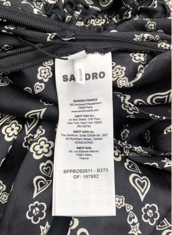 NWT Sandro Women's Black Floral Slip Dress - Size 34