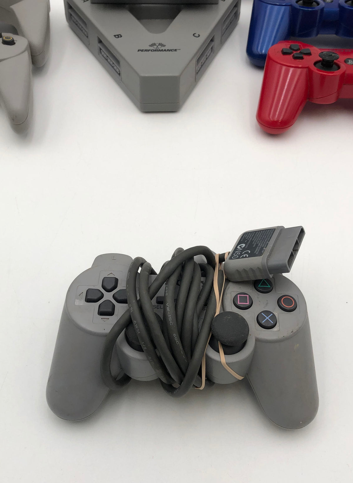 PlayStation Controller Lot of 5 for PS1 PS2 PS3 & Performance Multitap Adapter