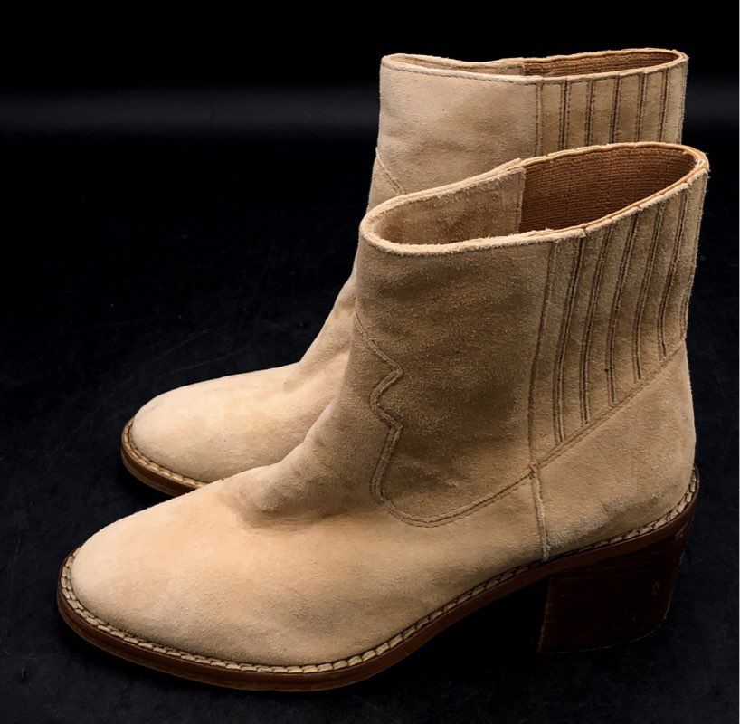 42 Gold Miley Natural Suede Western Ankle Boots Women's Size 9