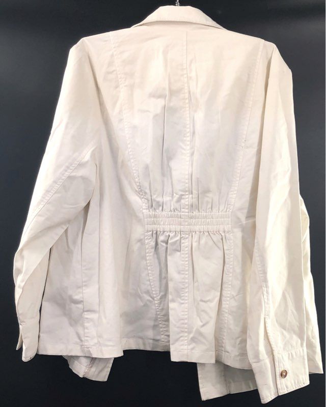 Joan Rivers Women's Off-white Cotton Spandex Cinched Waist Blazer Jacket Sz 2X