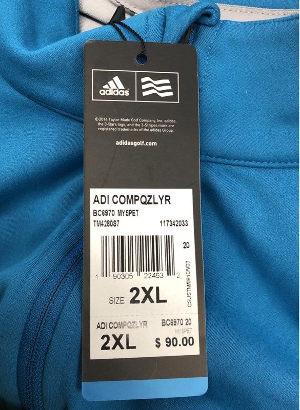adidas Men's Golf ADI COMPQZLYR Quarter Zip Pullover Blue Gray NWT Sz 2XL