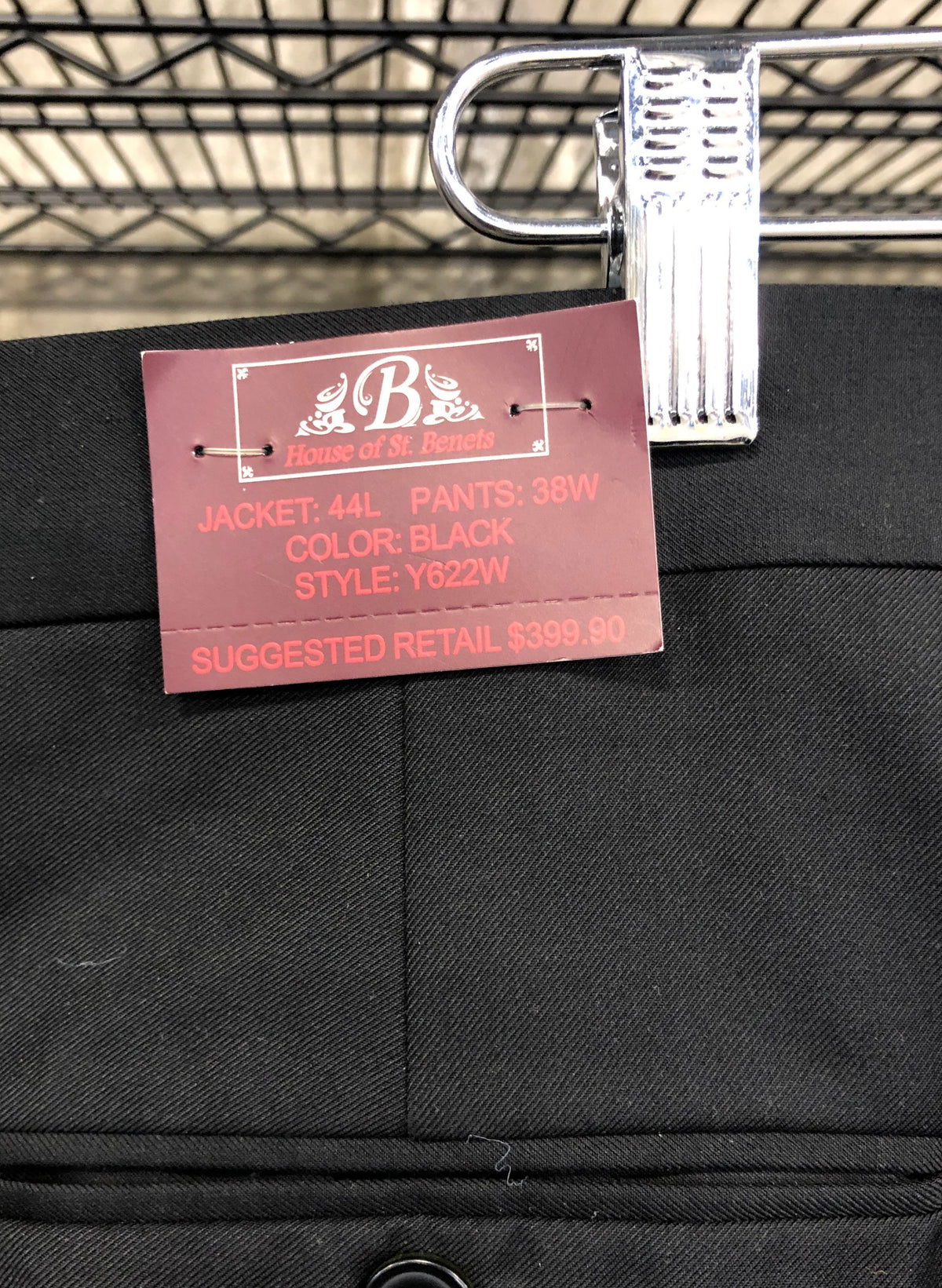 House of St. Benets Men's Black Satin Stripe Tuxedo Dress Trousers NWT 38W