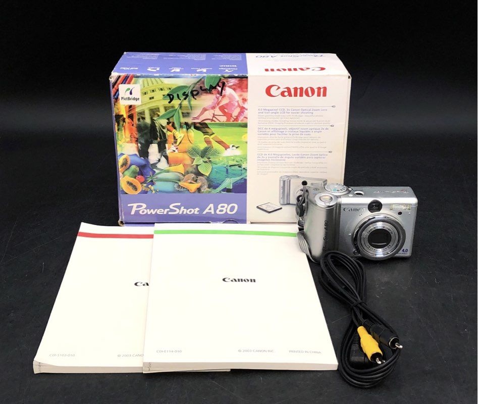 Vintage Canon PowerShot A80 4.0MP Digital Camera Vari-Angle LCD CIB