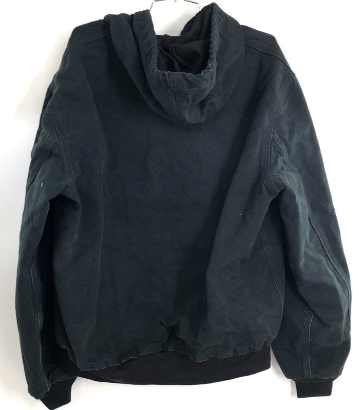 Carhartt Men's Black J131 Thermal Lined Duck Active Jacket Hooded Sz L