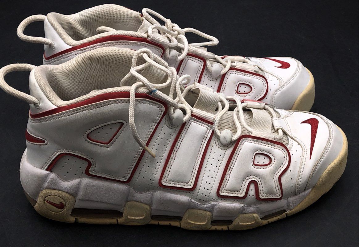 Nike Air More Uptempo White Varsity Red Basketball Shoes Size 11