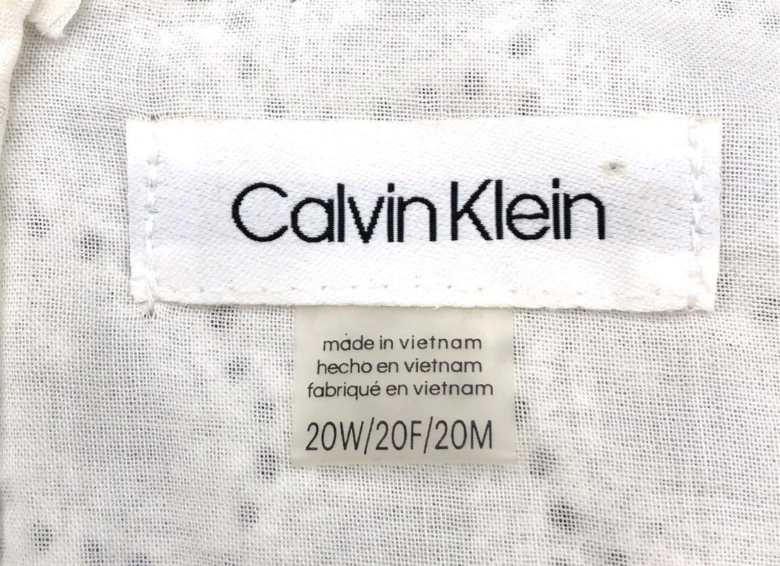 Calvin Klein Women's White Eyelet Cotton Sleeveless Dress Ladder Lace Sz 20W NWT