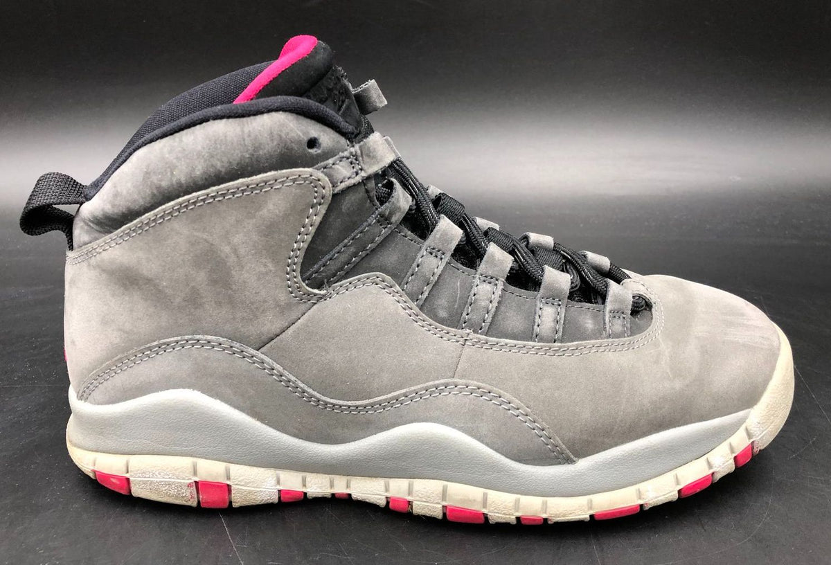 Nike Air Jordan 10 Retro GS &#39;Smoke Grey&#39; &amp; Black/Pink Sneakers - Size 5Y (+COA)