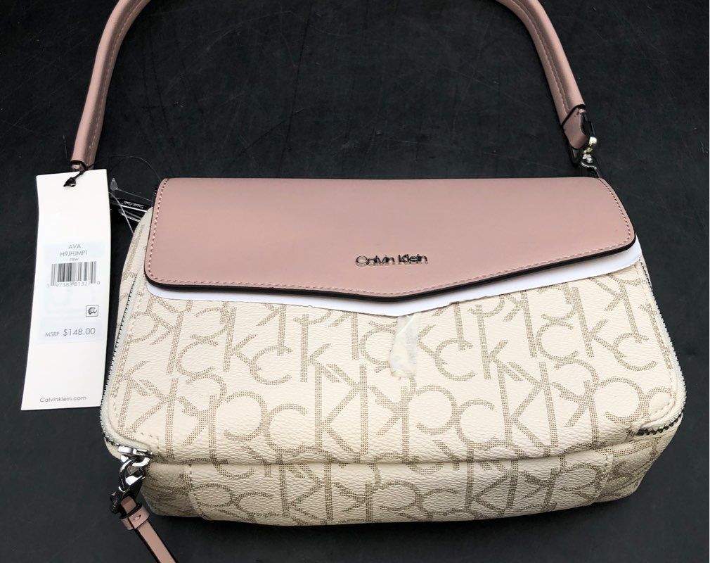 NWT Calvin Klein Rose White Top Handle Bag