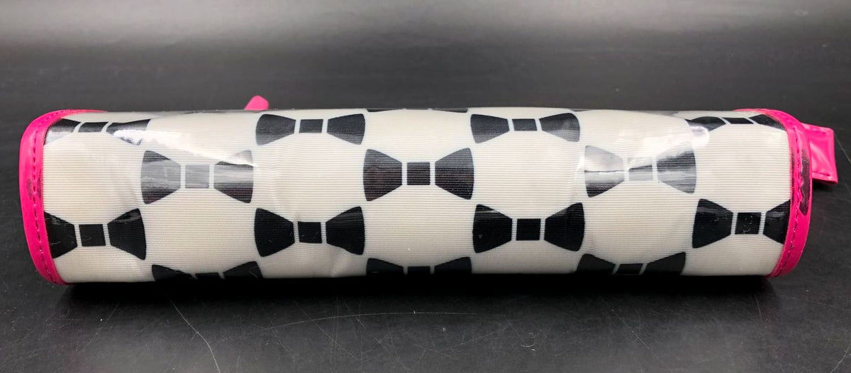 Kate Spade Heddy White/Black Bow Print Cosmetics Pouch w/ Pink Trim & Tag (+COA)