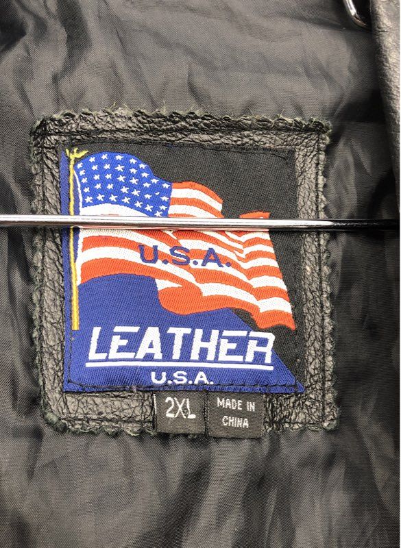 Vintage Y2K Leather U.S.A. Women's Black Genuine Leather Blazer Jacket Sz 2XL