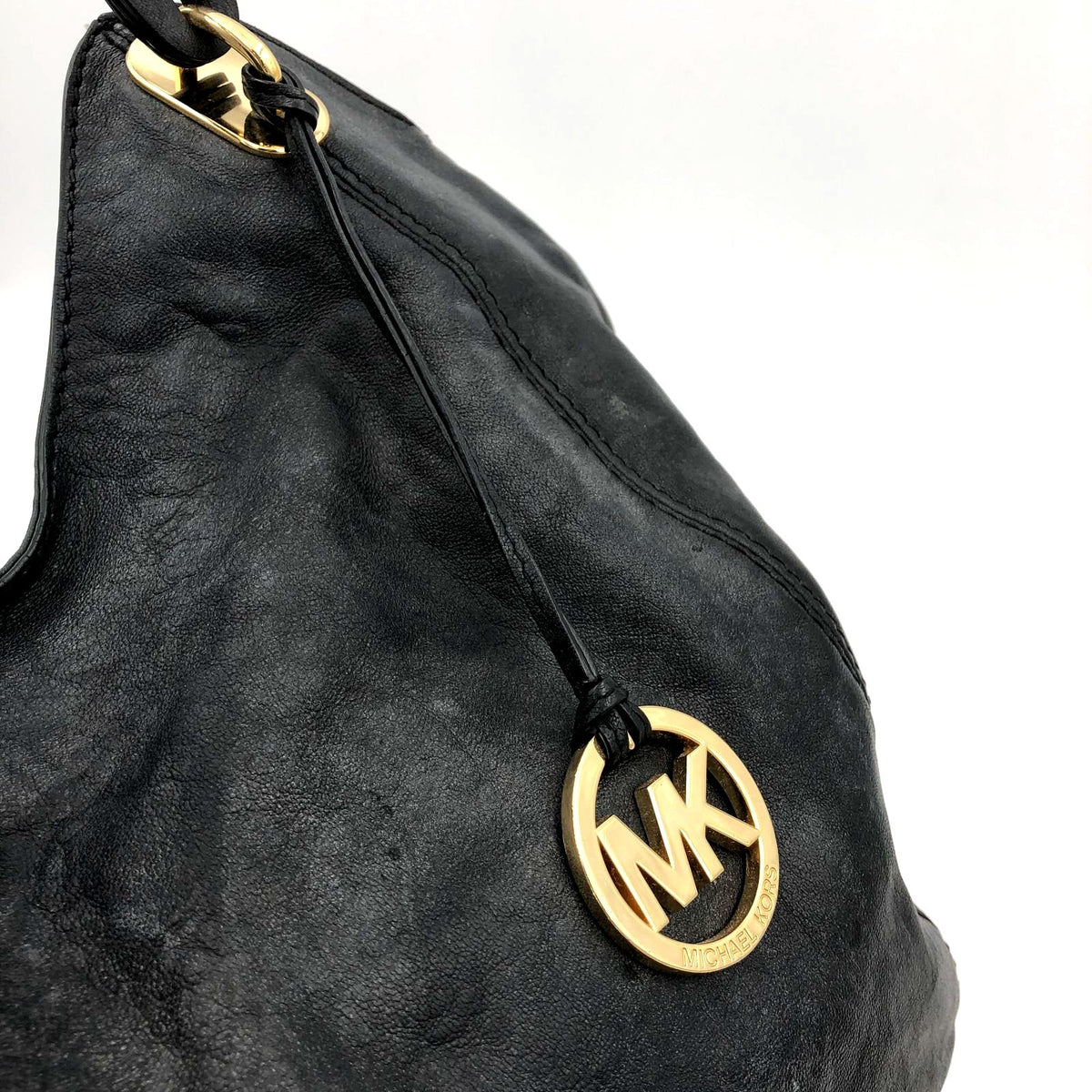 Authentic Michael Kors Dark Charcoal Gray Leather Shoulder Bag - COA Included