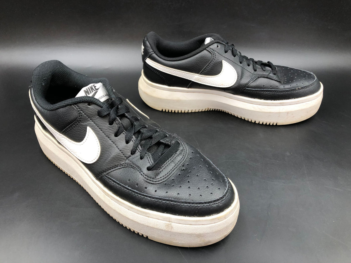 Nike Women's Court Vision Alta Black White Platform Low Top Sneakers Size 8