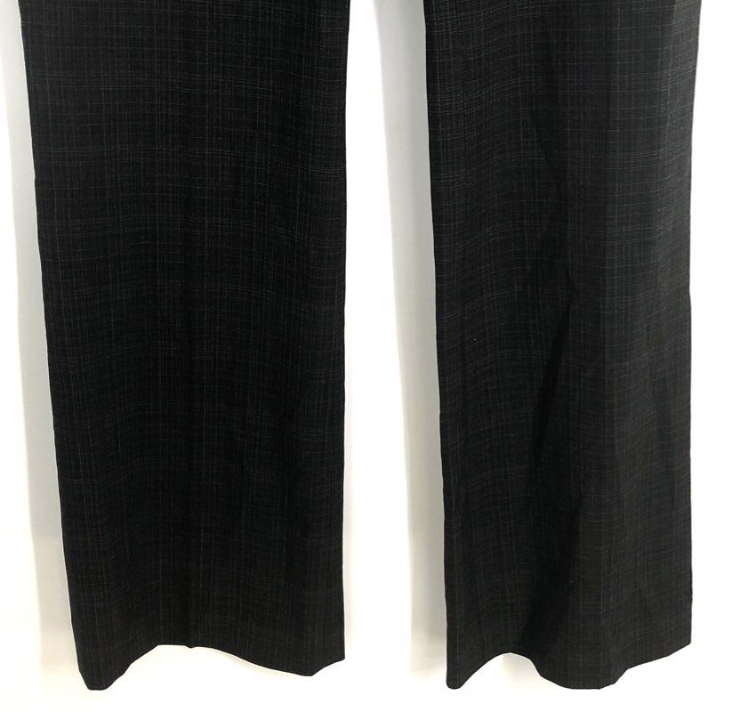 Gap Women's Modern Boot Cut Pants Dark Gray Stretch Plaid Trousers Sz 10R