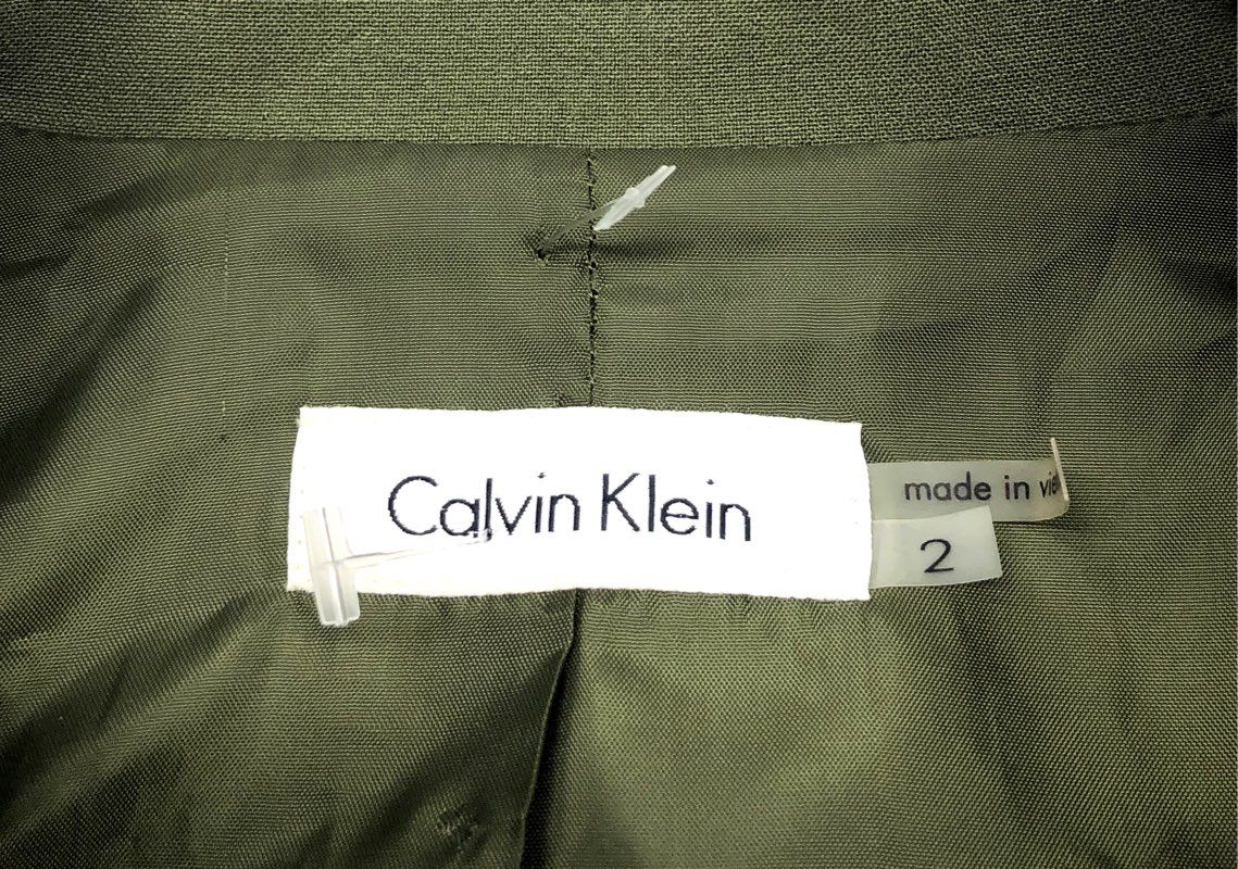 Calvin Klein Women's Olive Green Trench Style Sheath Dress Gold Zip NWT Sz 2