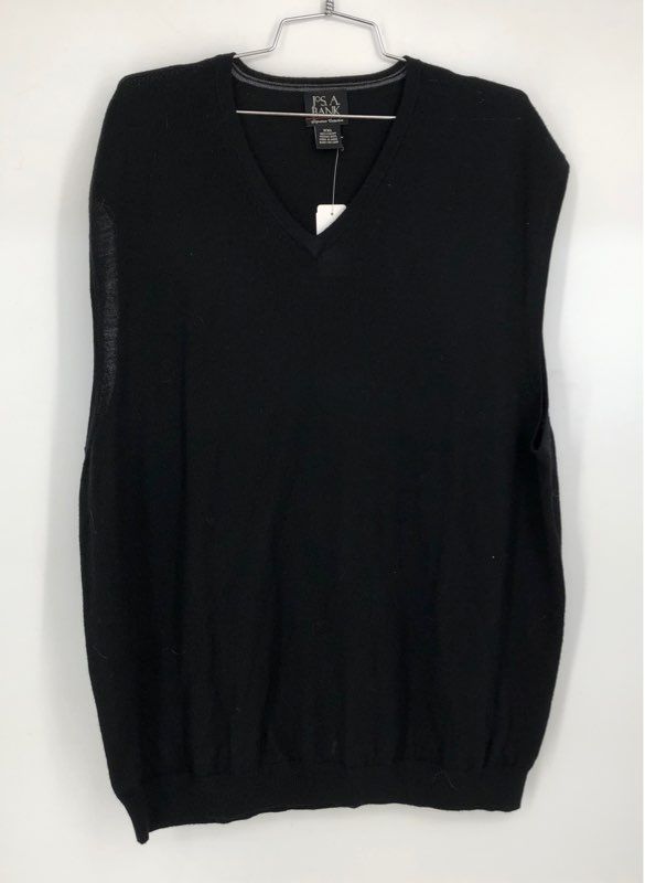 NWT Jos. A. Bank Men&#39;s Black Wool V-Neck Sweater Vest - Size 2XL