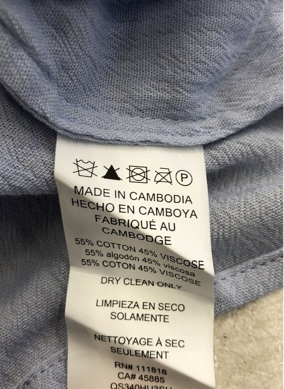 Michael Kors Women's Blue Tie-Hem Blouse Puff Sleeve Cotton Blend NWT Sz XS