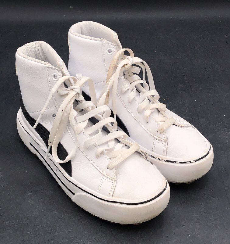 Puma Cali Court Mid White Black Platform Sneakers Women's Size 8
