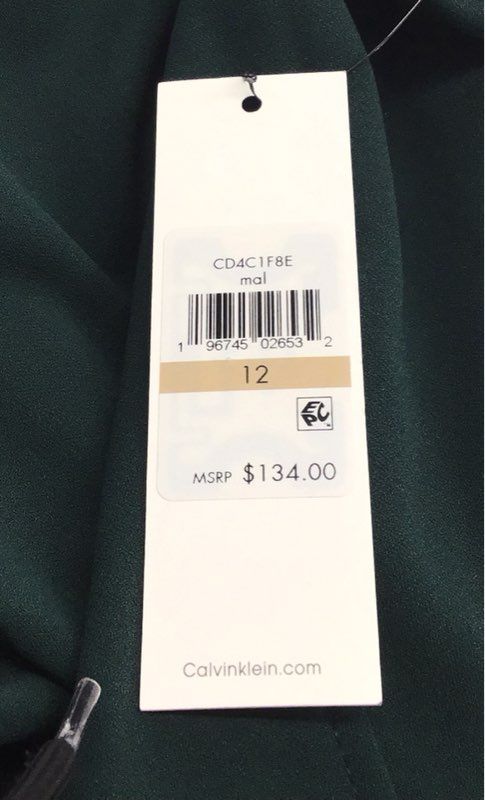 Calvin Klein Women's Dark Green Cape Sleeve Shift Mini Dress NWT Sz 12