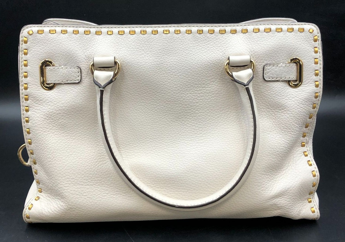 Michael Kors 'Hamilton' Cream White Pebbled Leather Tote with Gold Detail (+COA)
