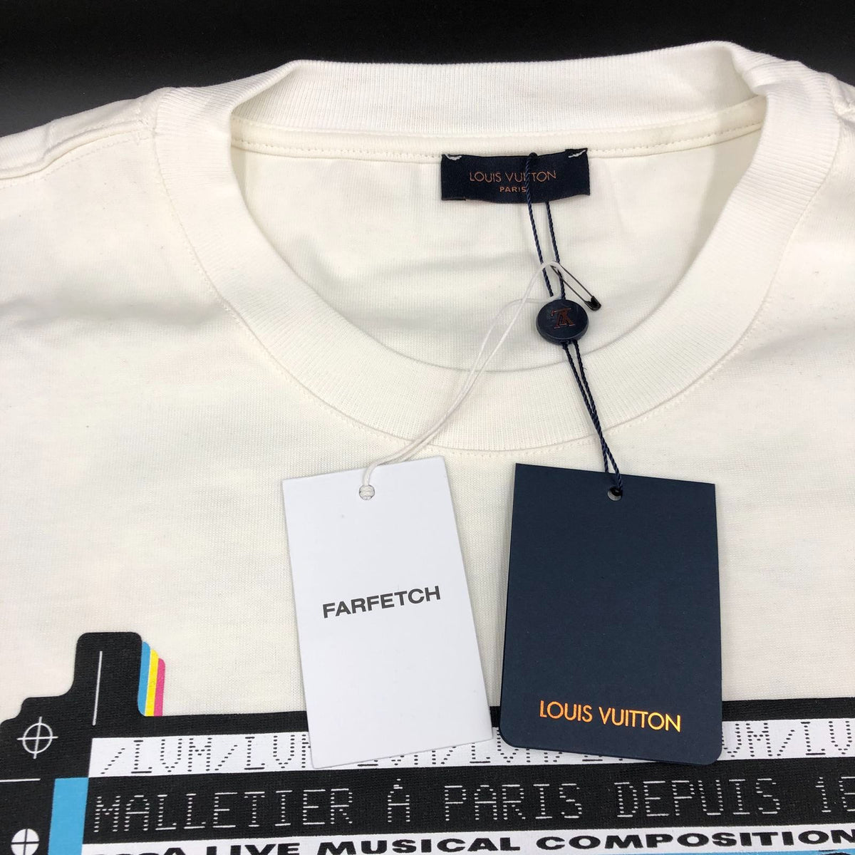 Louis Vuitton Inspired Men's White/Multicolor LV Jazz Flyers T-shirt - Size 2XL