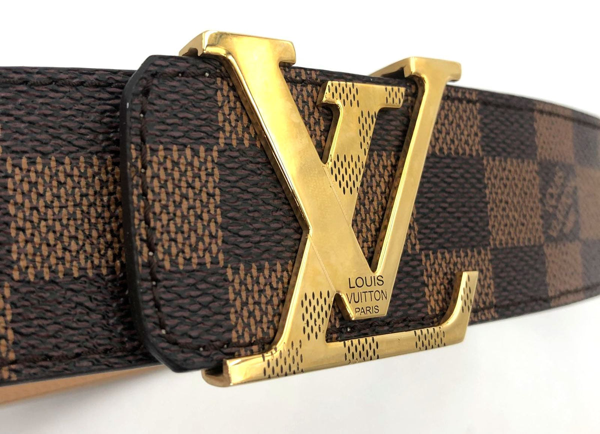 Louis Vuitton Inspired Brown Signature Damier Print Leather Belt - Size 80/34