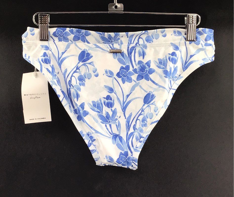 Watercolors Kenny Flowers Women's Cote d'Azur Bikini Bottom Blue Floral NWT S