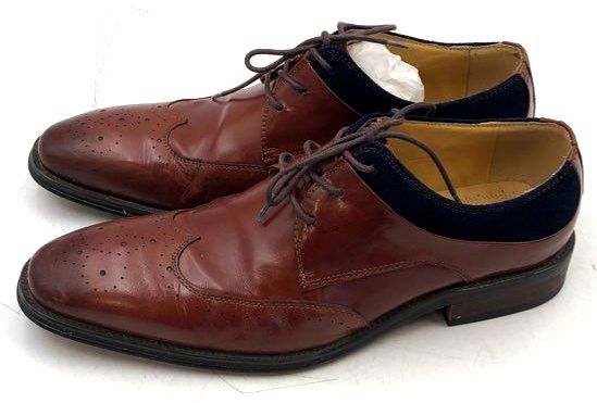 Stacy Adams Tinsley 25314 Cognac Blue Wingtip Oxford Dress Shoes Size 9.5