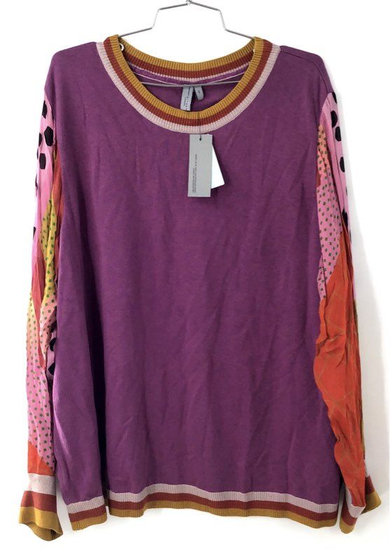 NWT Blank London Women's Purple Mixed Media Cashmere Blend Sweater Pullover 3X