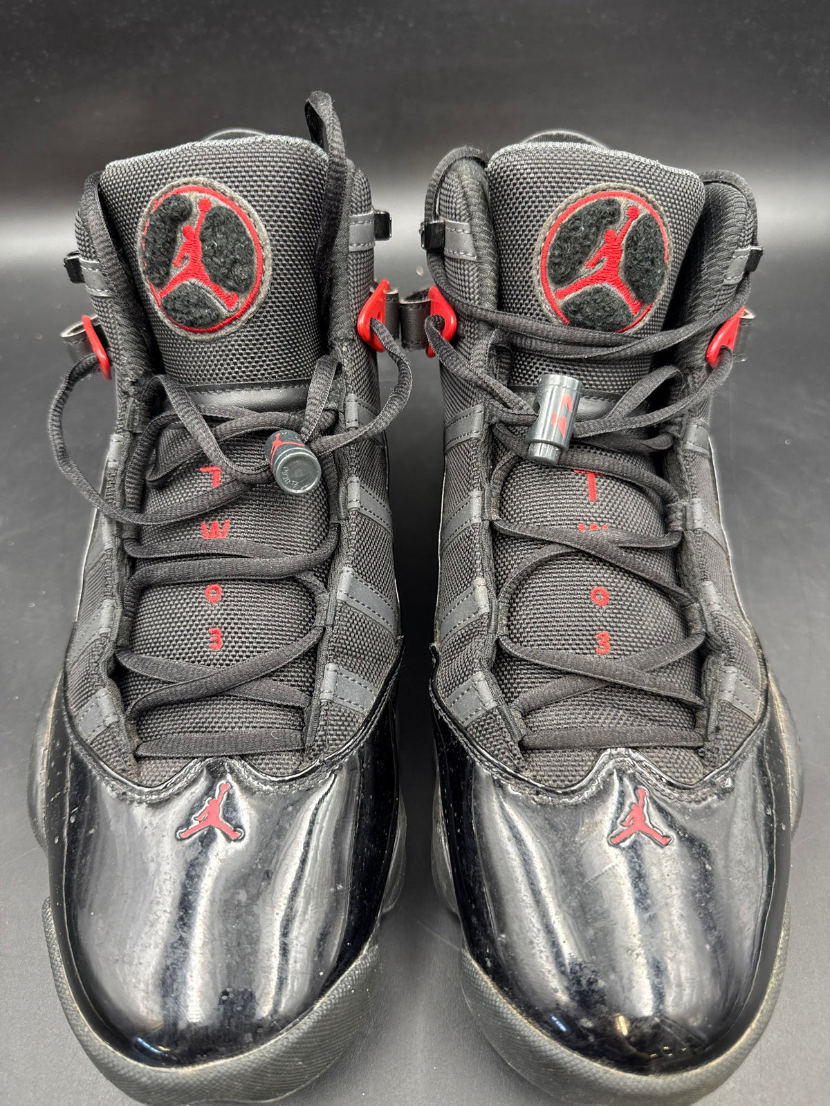 Nike Jordan 6 Rings Black Anthracite Fire Red Basketball Sneakers Size 12 COA