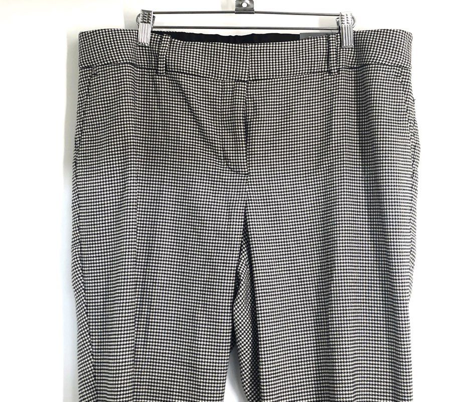 Talbots Women's Hampshire Ankle Pants Black White Houndstooth Plus Sz 14W NWT