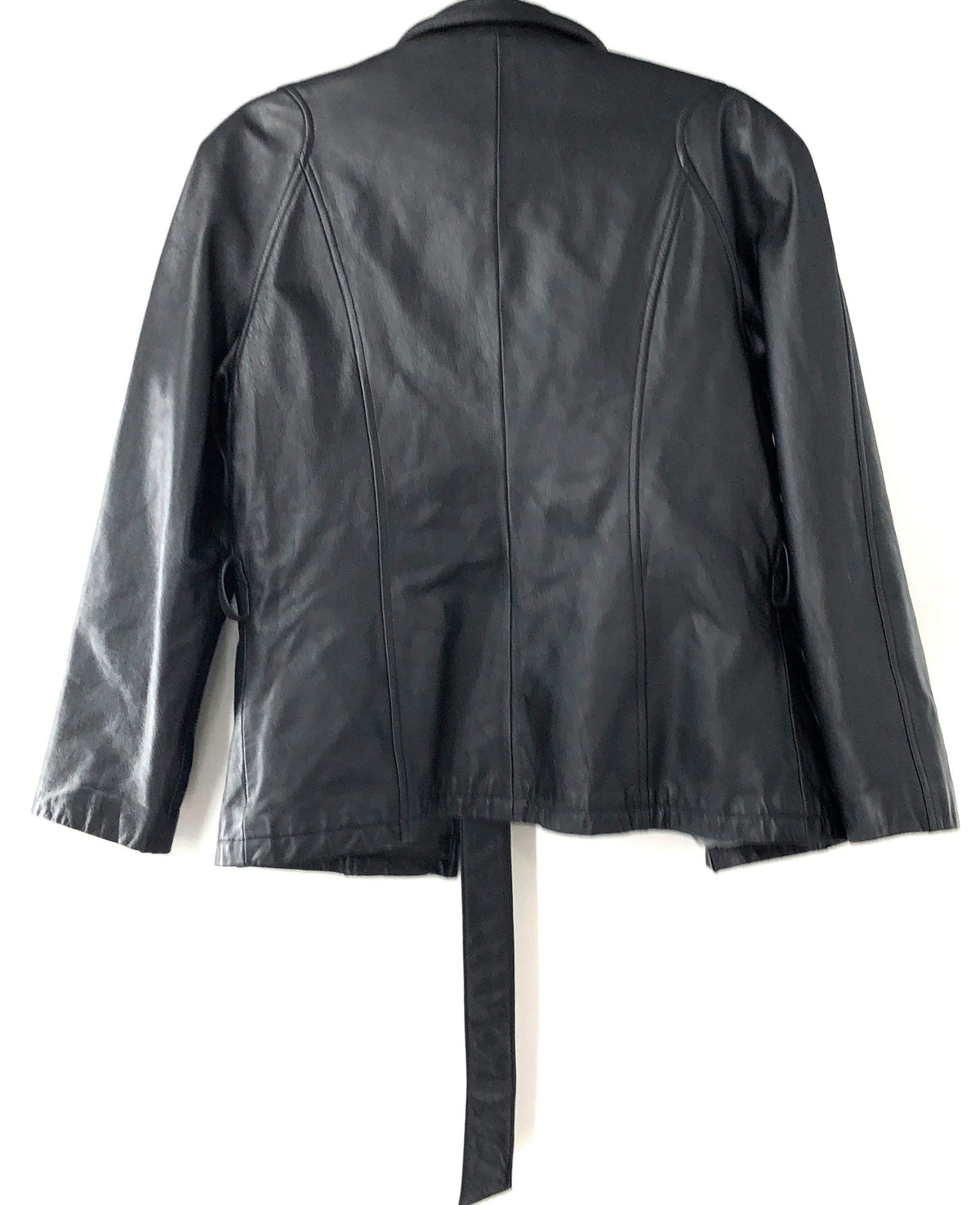 Wilsons Leather Women's Black Moto Jacket Thinsulate Lined Belted Sz M