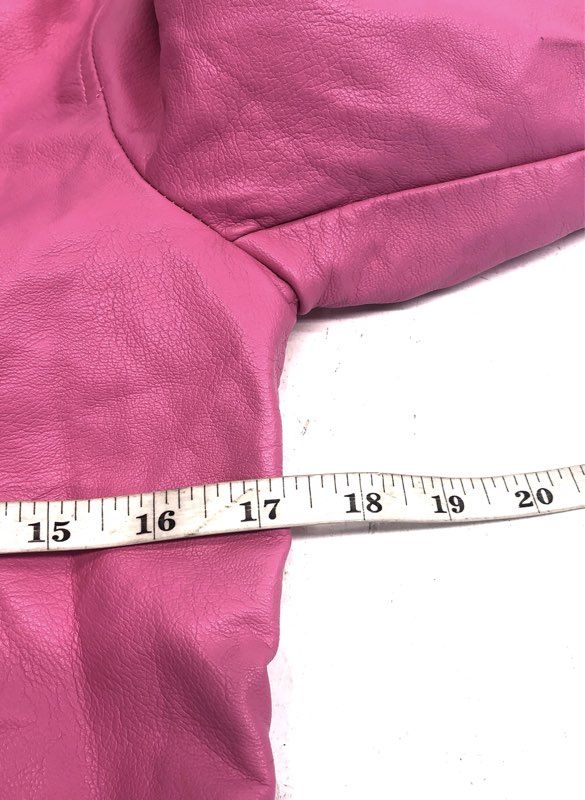 Levi Strauss Women's Pink Faux Leather Moto Biker Jacket Belted Coat Sz S NWT