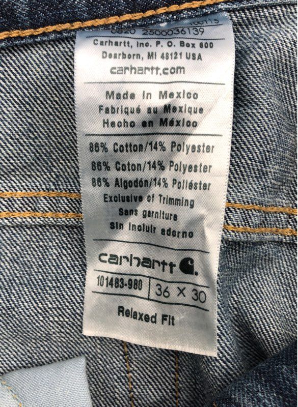 NWT Carhartt Relaxed Fit Straight Jeans - Size 36X30