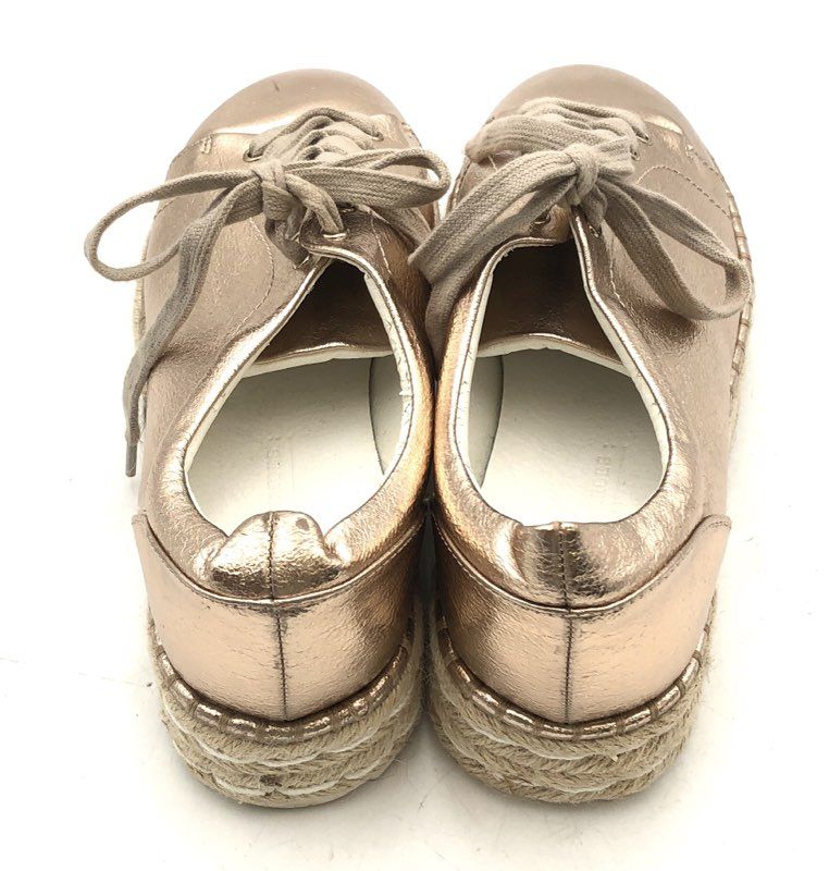 Zara Rose Gold Metallic Espadrille Platform Fashion Sneakers Size UK 4