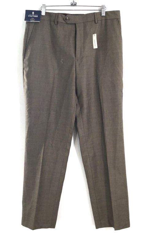 Stafford Men's Brown Sharkskin Travel Classic Fit Suit Pants NWT 34x30