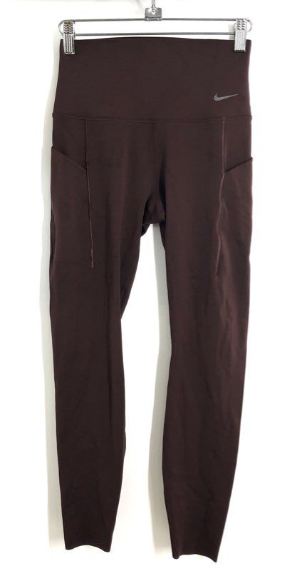 Nike Women's Universa Dri-FIT High-Waist 7/8 Leggings Plum Brown Pockets Sz S